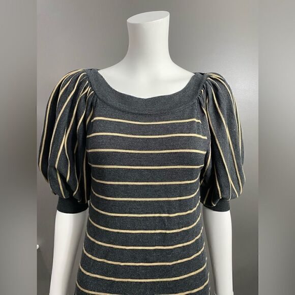 Coldwater Creek Women's Gray Striped Short Sleeve Knit Dress Size XS (4-6) - Picture 2 of 11